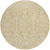 8' Gold And Beige Round Damask Washable Indoor Outdoor Area Rug
