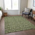 8' X 10' Olive Green Artichoke Green And Ivory Floral Washable Indoor Outdoor Area Rug