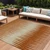 8' X 10' Copper Brown And Beige Striped Washable Indoor Outdoor Area Rug
