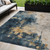 10' X 14' Blue Gray And Gold Abstract Washable Indoor Outdoor Area Rug - Blue, Gray, Gold