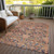 10' X 14' Terra Cotta And Charcoal Damask Washable Indoor Outdoor Area Rug