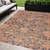 10' X 14' Terra Cotta And Charcoal Damask Washable Indoor Outdoor Area Rug