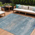 8' X 10' Sky Blue And Gray Abstract Washable Indoor Outdoor Area Rug