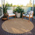 8' Terra Cotta And Ivory Round Geometric Washable Indoor Outdoor Area Rug - Terra Cotta, Ivory
