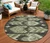 8' Olive Green And Artichoke Green Round Southwestern Washable Indoor Outdoor Area Rug