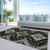 9' X 12' Black Ivory And Taupe Medallion Washable Indoor Outdoor Area Rug