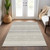 8' X 10' Ivory Striped Washable Indoor Outdoor Area Rug Transitional Style - Ivory Color