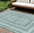 10' X 14' Teal Blue And Ivory Geometric Washable Indoor Outdoor Area Rug - Teal Blue, Ivory