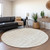 8' Ivory And Beige Round Abstract Washable Indoor Outdoor Area Rug
