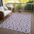9' X 12' Purple And Ivory Geometric Washable Indoor Outdoor Area Rug