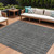 9' X 12' Gray And Silver Striped Washable Indoor Outdoor Area Rug - Gray, Silver