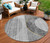 8' Charcoal Gray And Silver Round Geometric Washable Indoor Outdoor Area Rug - Charcoal, Gray, Silver