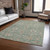 9' X 12' Artichoke Green Ivory And Coral Floral Washable Indoor Outdoor Area Rug