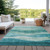 8' X 10' Teal Blue And Aqua Abstract Washable Indoor Outdoor Area Rug Transitional Style - Teal Blue, Aqua Color