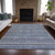 10' X 14' Blue And Sky Blue Striped Washable Indoor Outdoor Area Rug