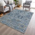 9' X 12' Denim Blue And Gold Floral Medallion Washable Indoor Outdoor Area Rug