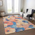 9' X 12' Peach And Blue Floral Washable Indoor Outdoor Area Rug