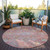 8' Pink Gray And Gold Round Floral Washable Indoor Outdoor Area Rug