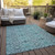 10' X 14' Teal Blue And Aqua Medallion Washable Indoor Outdoor Area Rug