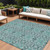 10' X 14' Teal Blue And Aqua Medallion Washable Indoor Outdoor Area Rug