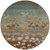8' Brown And Teal Blue Round Floral Washable Indoor Outdoor Area Rug