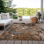 9' X 12' Ivory Abstract Washable Indoor Outdoor Area Rug