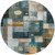 8' Teal Blue Gray And Gold Round Geometric Washable Indoor Outdoor Area Rug