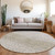 8' Taupe Green And Ivory Round Abstract Washable Indoor Outdoor Area Rug