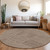 8' Brown And Ivory Round Geometric Washable Indoor Outdoor Area Rug - 608219093235