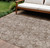 9' X 12' Brown And Taupe Floral Washable Indoor Outdoor Area Rug - Brown, Taupe