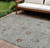 9' X 12' Gray And Copper Floral Washable Indoor Outdoor Area Rug