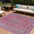 9' X 12' Pink And Lavender Medallion Washable Indoor Outdoor Area Rug