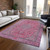 9' X 12' Pink And Lavender Medallion Washable Indoor Outdoor Area Rug