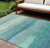 10' X 14' Turquoise Striped Washable Indoor Outdoor Area Rug Transitional Style - Turquoise Color