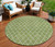 8' Green And Ivory Round Geometric Washable Indoor Outdoor Area Rug Transitional Style - Green, Ivory Color
