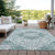 10' X 14' Teal Blue And Ivory Medallion Washable Indoor Outdoor Area Rug - Teal Blue, Ivory