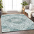 10' X 14' Teal Blue And Ivory Medallion Washable Indoor Outdoor Area Rug - Teal Blue, Ivory