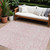 8' X 10' Pink And Ivory Damask Washable Indoor Outdoor Area Rug