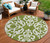 8' Green And Ivory Round Damask Washable Indoor Outdoor Area Rug - Green, Ivory