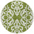8' Green And Ivory Round Damask Washable Indoor Outdoor Area Rug - Green, Ivory