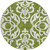 8' Green And Ivory Round Damask Washable Indoor Outdoor Area Rug - Green, Ivory