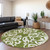 8' Green And Ivory Round Damask Washable Indoor Outdoor Area Rug - 880016777369