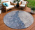 8' Navy Blue And Gray Round Abstract Washable Indoor Outdoor Area Rug