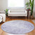 8' Lavender And Ivory Round Abstract Washable Indoor Outdoor Area Rug - Lavender, Ivory