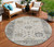 8' Ivory And Gray Round Floral Washable Indoor Outdoor Area Rug - 880016873504