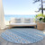 8' Sky Blue And Denim Blue Round Quatrefoil Washable Indoor Outdoor Area Rug
