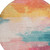 8' Pink Gold And Teal Blue Round Abstract Washable Indoor Outdoor Area Rug