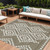 9' X 12' Taupe And Ivory Geometric Washable Indoor Outdoor Area Rug - 608219011772