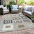 10' X 14' Gray Charcoal And Beige Geometric Washable Indoor Outdoor Area Rug