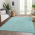 9' X 12' Aqua And Ivory Floral Washable Indoor Outdoor Area Rug - Aqua, Ivory